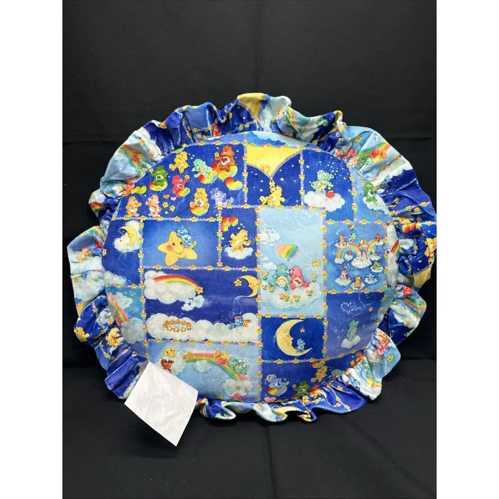 Care Bears Cloud Print Round Velour Throw Pillow Cloud Gazing Dolls Kill New